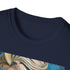 Charcoal cotton crew neck T-shirt featuring vibrant Elsa painting for summer