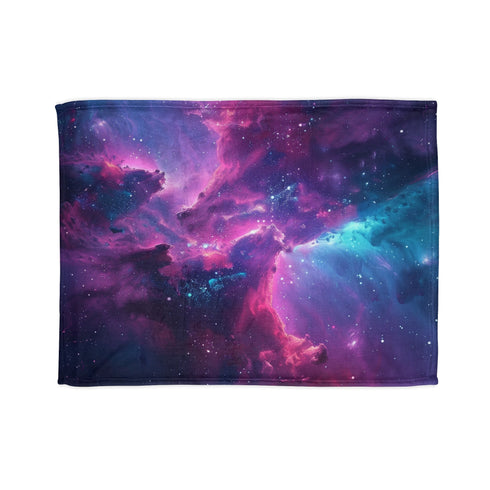 Vibrant cosmic stars on soft 30'' x 40'' RGB blanket.