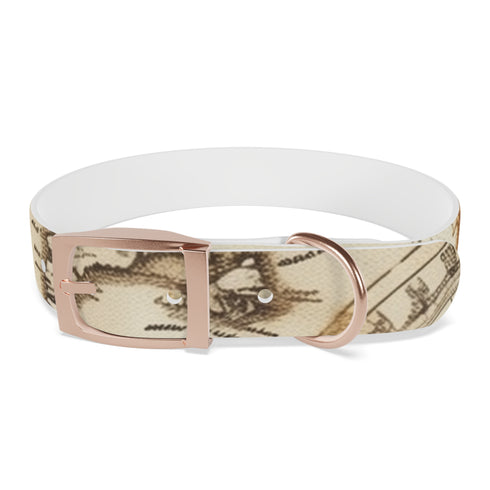 Vintage maps seamless pattern black onyx dog collar for explorers.