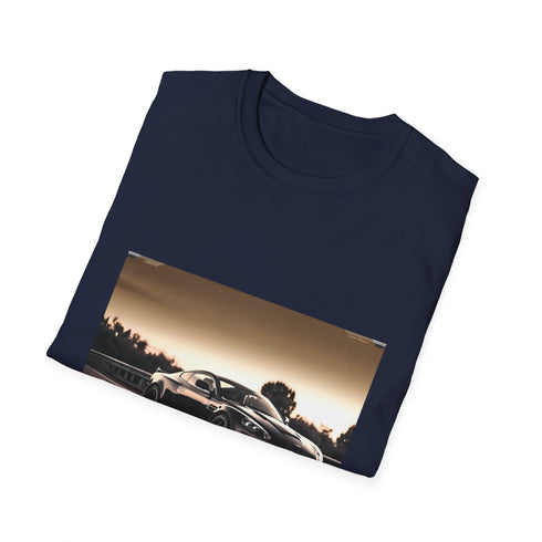 Charcoal cotton T-shirt featuring vibrant Aston Martin race graphic