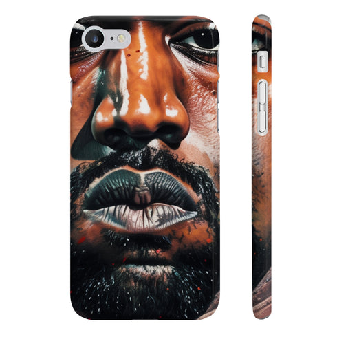 Slim glossy iPhone 7 Plus/8 Plus phone case with bold portrait design.