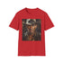 Charcoal cotton crew neck T-shirt with vibrant Indiana Jones painting