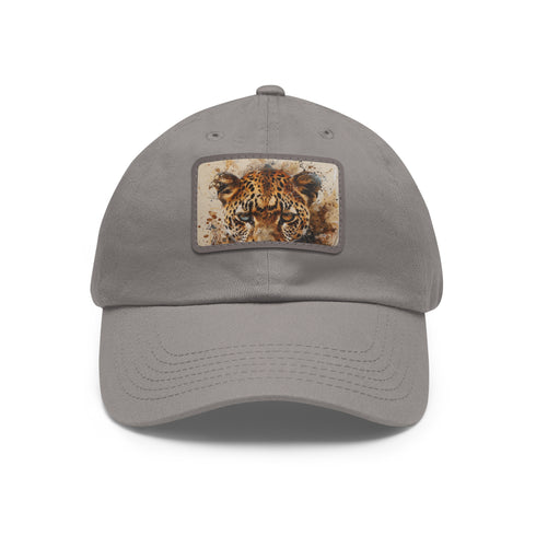 Cheetah Print Snapback Cap in White with Brown Patch