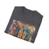 Charcoal cotton t-shirt with vibrant bohemian feather pattern regular fit