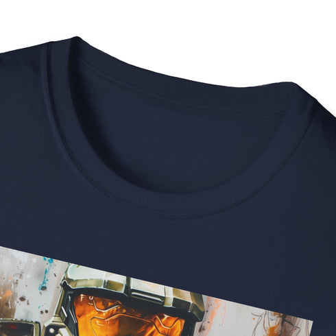 Charcoal cotton crew neck T-shirt with Master Chief portrait.
