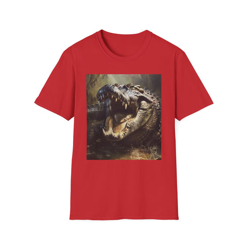 Silent Hunter Crocodile Painting Charcoal T-shirt, Mens Reguler Fit Summer Fashion