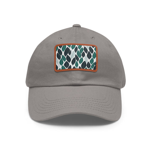 Green leaf pattern baseball cap with unique dirty ferret texture design.