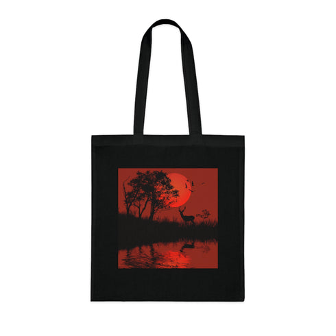 Forest Spirit Tote Bag, Black Cotton DTG Tote - Accessories Bags
