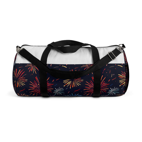 Colorful fireworks pattern small duffel bag for festive celebrations.