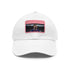 White cotton baseball cap with Lionel Messi logo embroidery.
