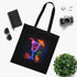 Vibrant black cotton tote bag with neon tropical cocktail design.