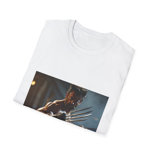 Charcoal tee with watercolor Hugh Jackman Wolverine claws captivating summer design