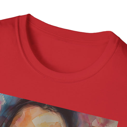 Watercolor Kim Kardashian charcoal crew neck cotton T-shirt regular fit