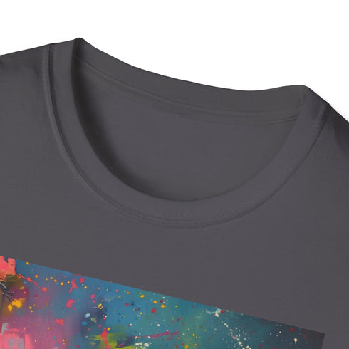 Charcoal cotton crew neck T-shirt with Coldplay painting design
