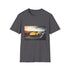 Charcoal cotton T-shirt featuring vibrant DTG Lamborghini racing design in regular fit