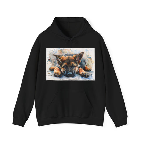 German Shepherd Hoodie in Navy - Cotton Crew Neck DTG style