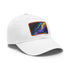 Neon galaxy snapback cap with white/light brown patch. Eye-catching galactic design.