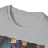 Vibrant charcoal Galactus painting on soft cotton crew neck t-shirt