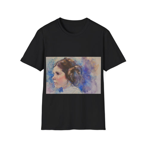 Princess Leia watercolor tee in charcoal, Star Wars-inspired tee.