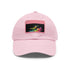 Neverland Neon Watercolor Cap: White hat with light brown rectangle patch.