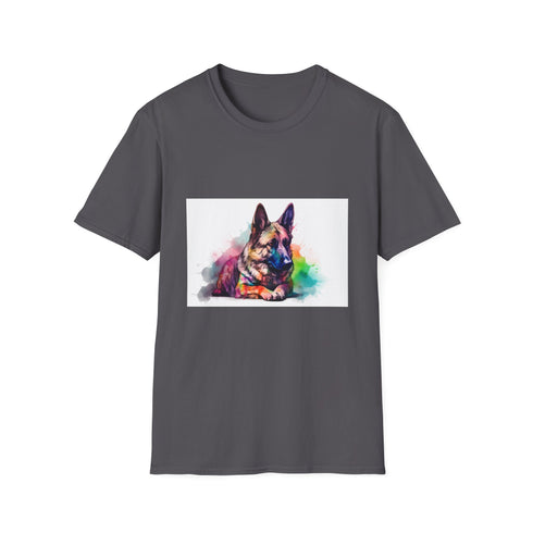 Watercolor German Shepherd tee in Charcoal, Summer Picks, Regular fit.