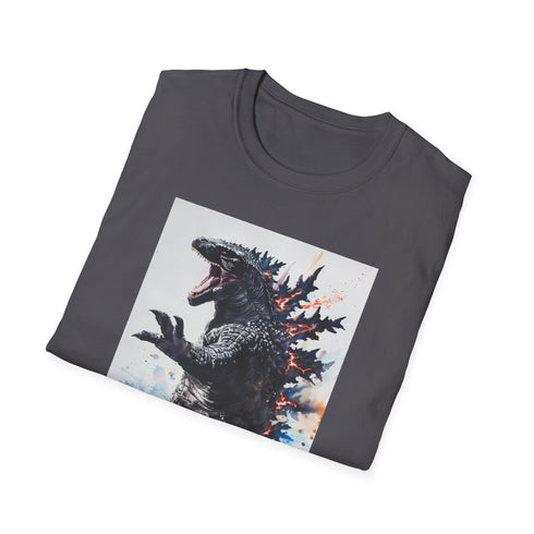 Charcoal Godzilla graphic T-shirt in cotton crew neck regular fit