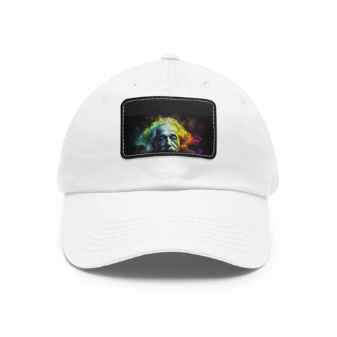Genius Vision Neon Baseball Cap in White with Light Brown Patch