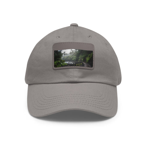 Maui Island Paradise Cotton Baseball Cap White with Light Brown Patch
