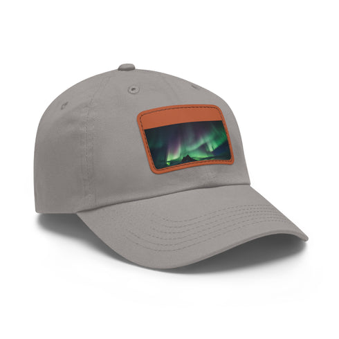 Northern Lights Glow Baseball Cap in White with Light Brown Patch