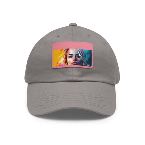 Neon Dream Margot Cap in White with Light Brown Rectangle Patch