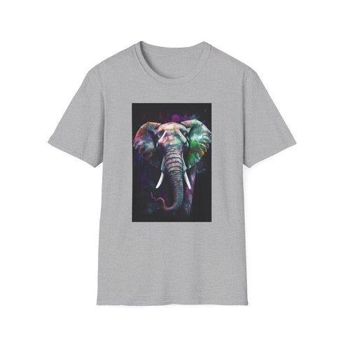 Charcoal elephant graphic t-shirt soft cotton crew neck unisex summer clothing