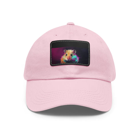 Neon hamster hat in vibrant colors with cute watercolor design.