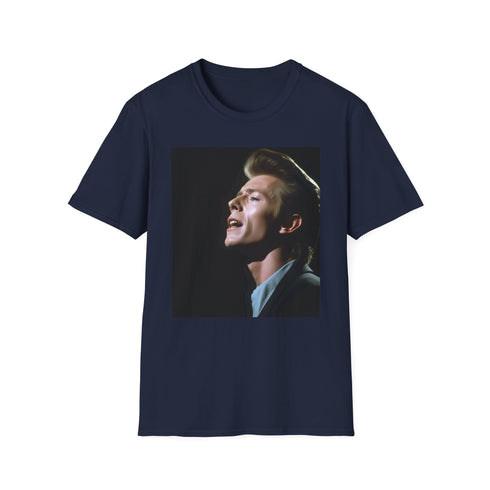 Charcoal cotton T-shirt with Ziggy Stardust watercolor design and crew neck