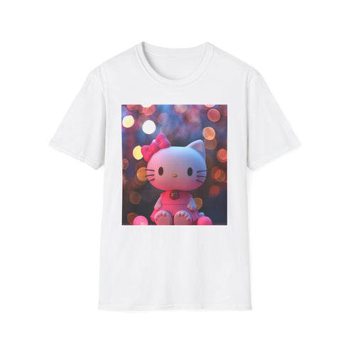 Charcoal cotton T-shirt featuring whimsical Hello Kitty in enchanting forest design
