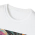 Charcoal art deco pattern t-shirt with a vibrant abstract design