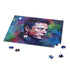 Neon Elon Musk watercolor jigsaw puzzle, 120 pieces, vibrant colors.
