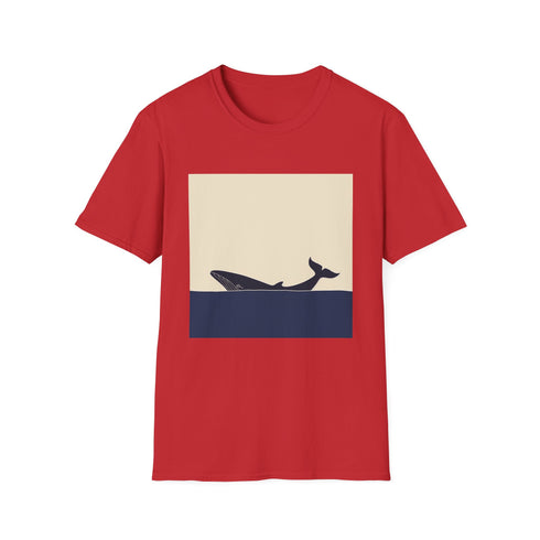 Charcoal cotton T-shirt with minimalist whale design evokes serenity and adventure