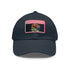 Vibrant watercolor neon baseball cap with light brown patch.