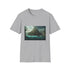 Charcoal cotton T-shirt with vibrant Atlantis oceanic scene and crew neck