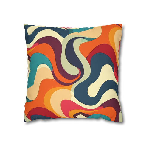Vibrant Retro Waves Pillowcase - Funky seamless pattern in vibrant colors for trendy bedroom decor