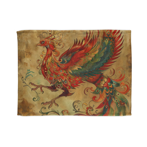 Eternal Phoenix Blanket: Mythical bird rising from vibrant sublimation flames.