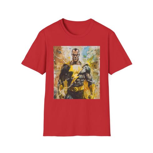 Charcoal cotton crew neck T-shirt with electrifying anti-hero illustration