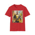 Charcoal cotton crew neck T-shirt with electrifying anti-hero illustration