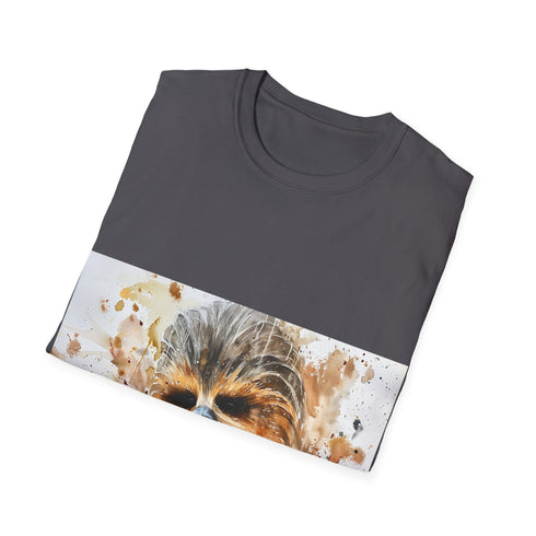 Furry watercolor Chewbacca t-shirt in charcoal cotton with crew neck