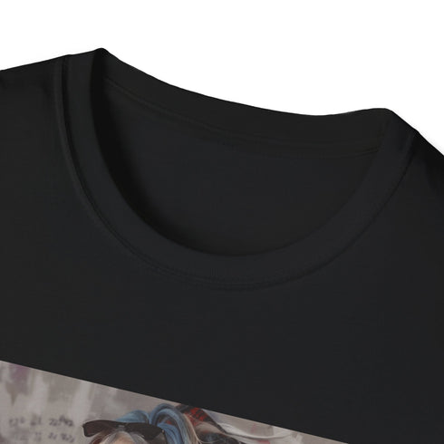 Charcoal cotton crew neck t-shirt featuring distressed 90s grunge design