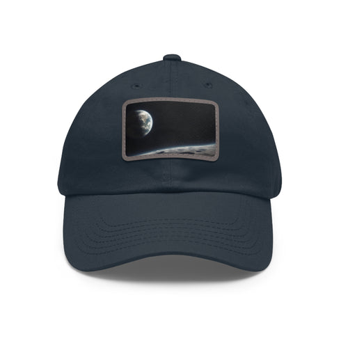 Unisex cotton hat in white with Earth image patch.