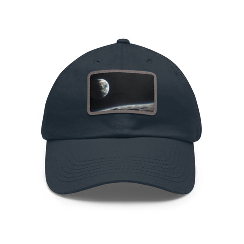 White cotton hat with Earth patch, unisex vegan accessories.