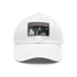 White cotton Dua Lipa Melody Snapback hat with light brown rectangle patch.