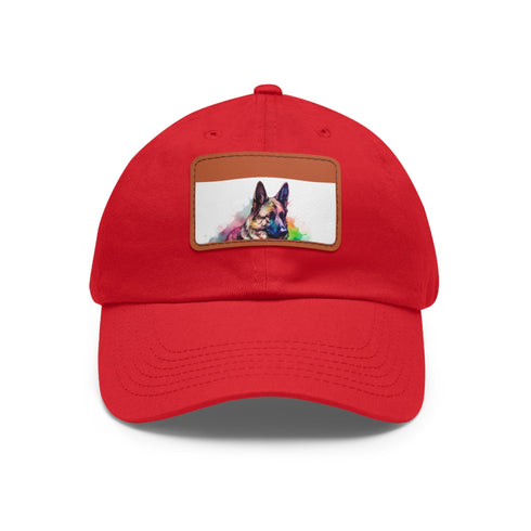 German Shepherd baseball cap with light brown patch, rectangle design.