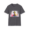 Vibrant charcoal cotton t-shirt featuring watercolor neon Baby Groot graphic